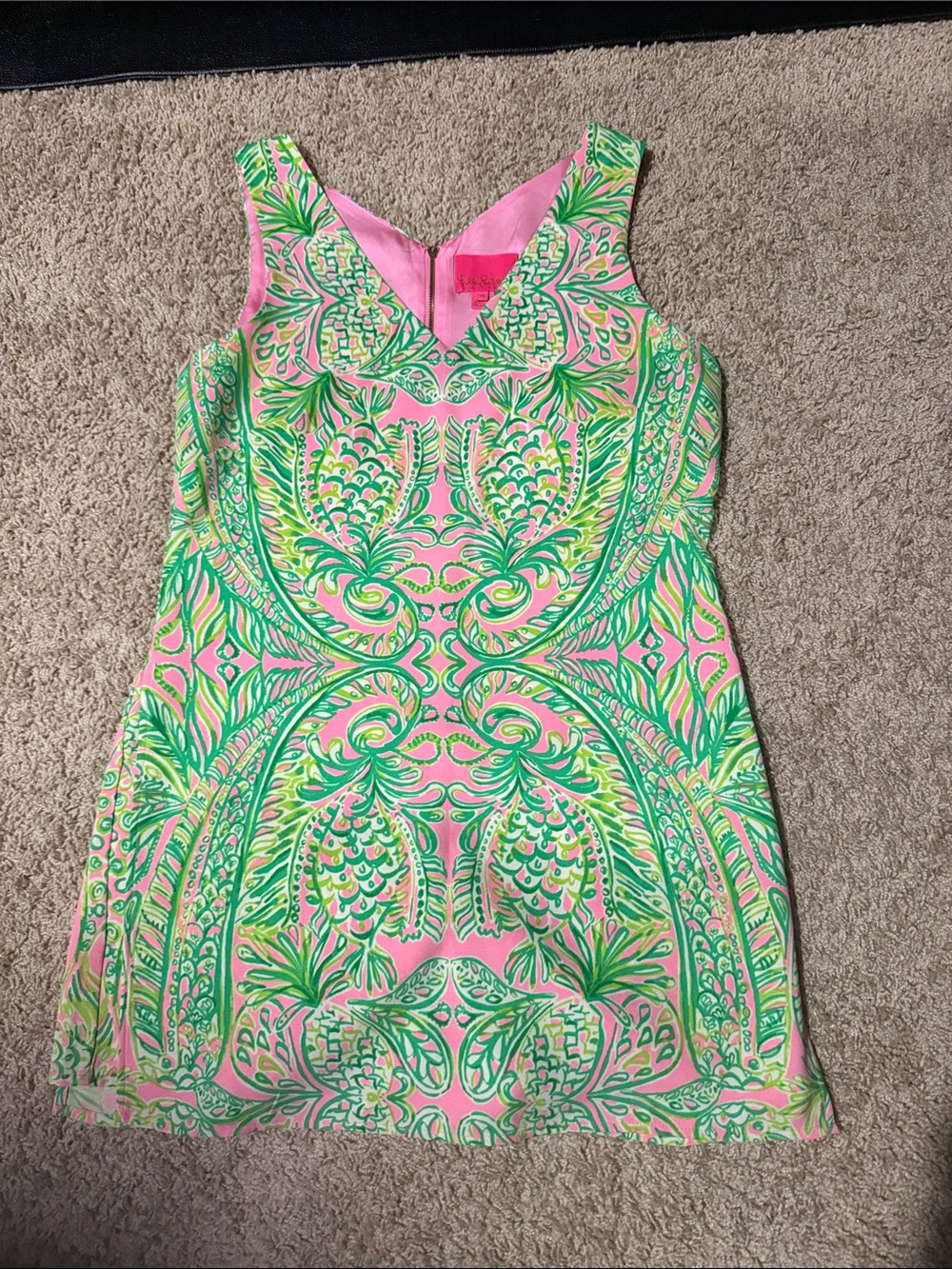 Lilly Pulitzer Pink and Green Sleeveless Shift Dress